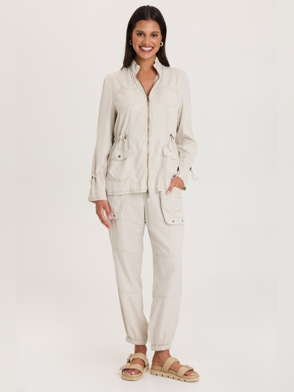 XCVI HALL FOUR POCKET CINCHABLE TWILL/RIB JACKET, Center Stage Pigment